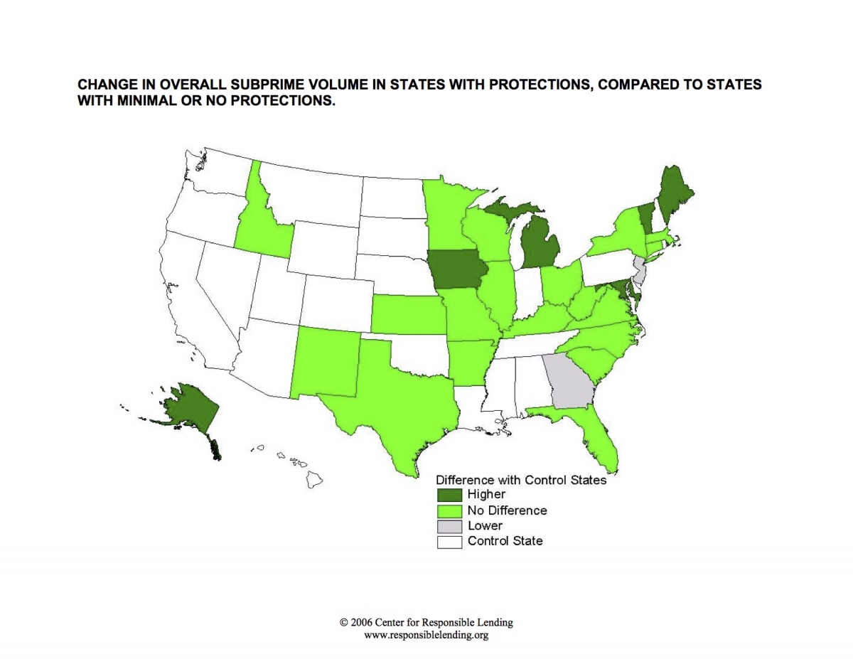 Map of overall subprime change